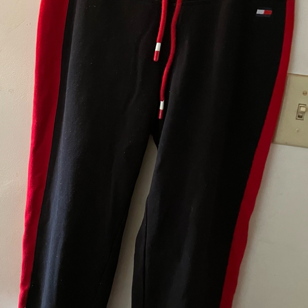 Tommy Hilfiger Women’s Joggers in Black with Red Stripes Size S Petite